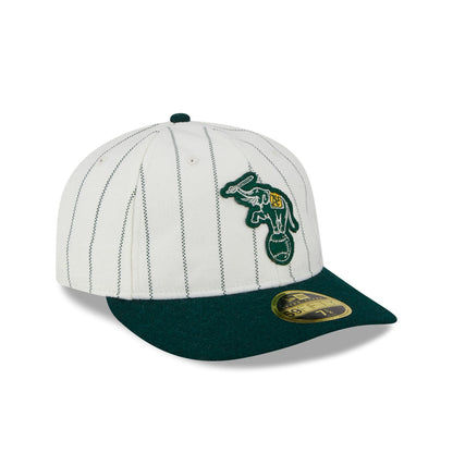 This is a Oakland Athletics Cooperstown MLB Stripe Chrome White Retro Crown 59FIFTY Fitted Cap 1