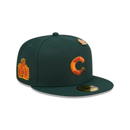 This is a Chicago Cubs Leafy Dark Green 59FIFTY Fitted Cap 1