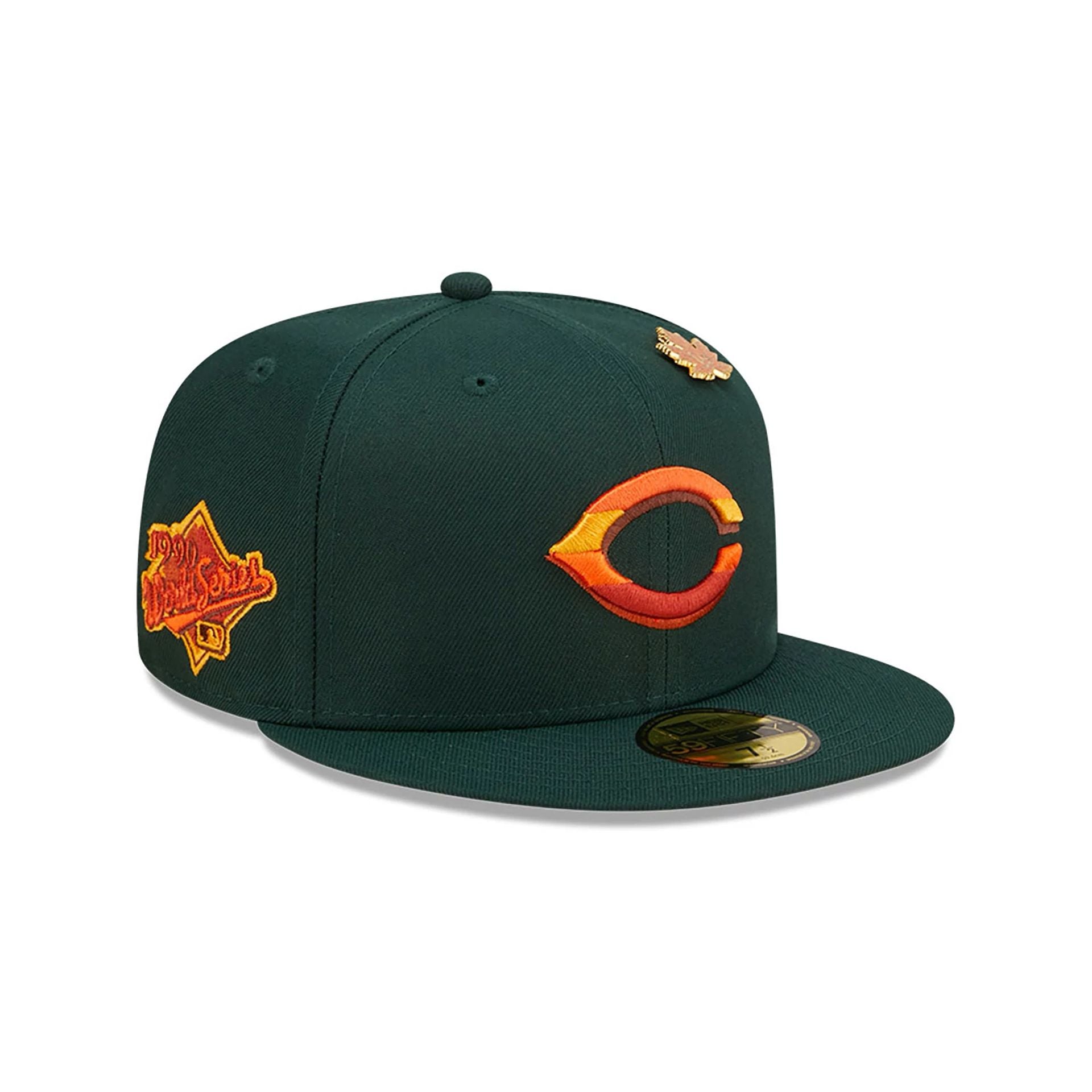 This is a Cincinnati Reds Leafy Dark Green 59FIFTY Fitted Cap 1