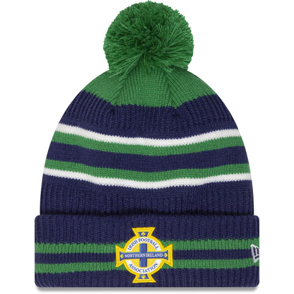 This is a Irish Football Association Youth Blue Bobble Knit Beanie Hat 1