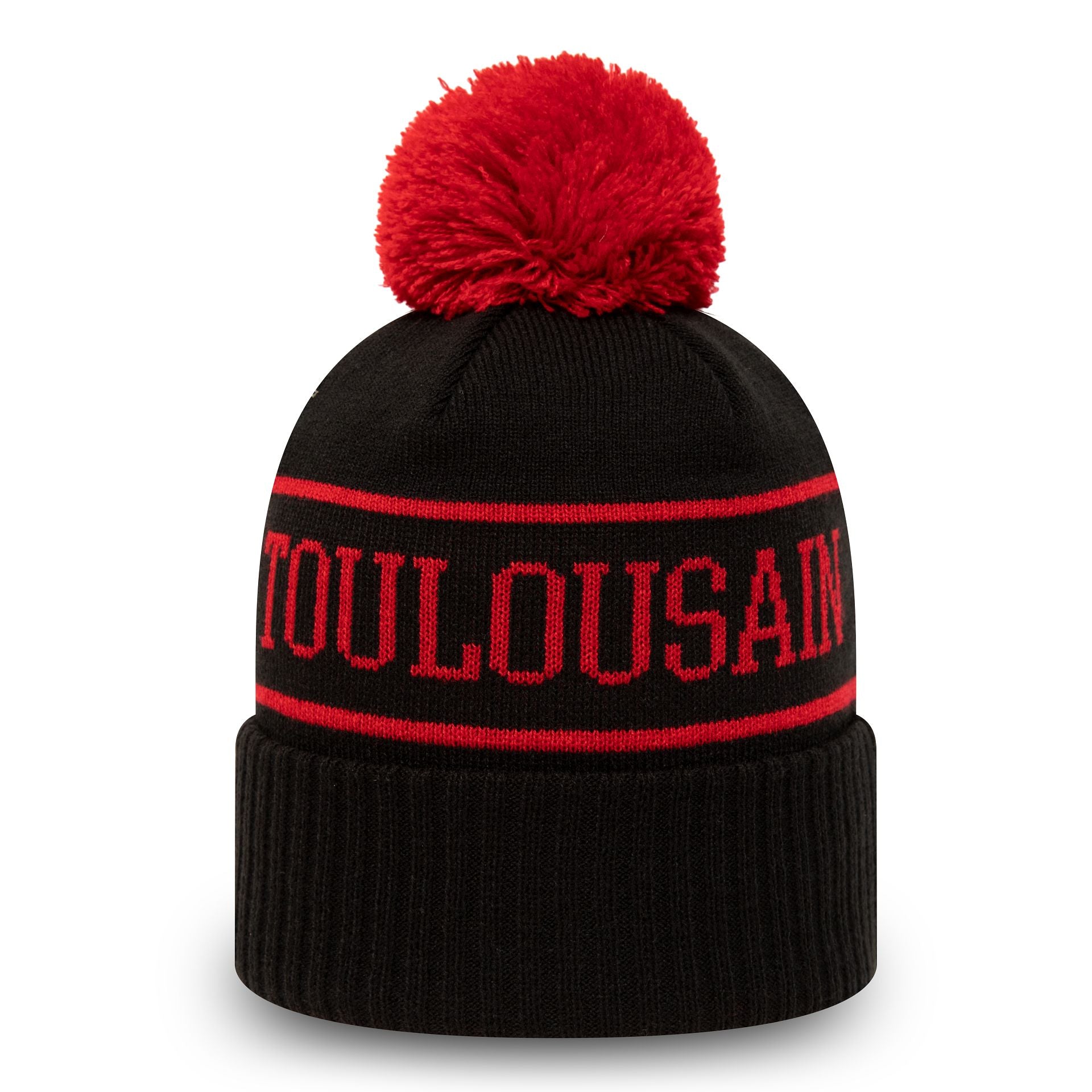 This is a Stade Toulousain Wordmark Black Bobble Knit Beanie Hat 4