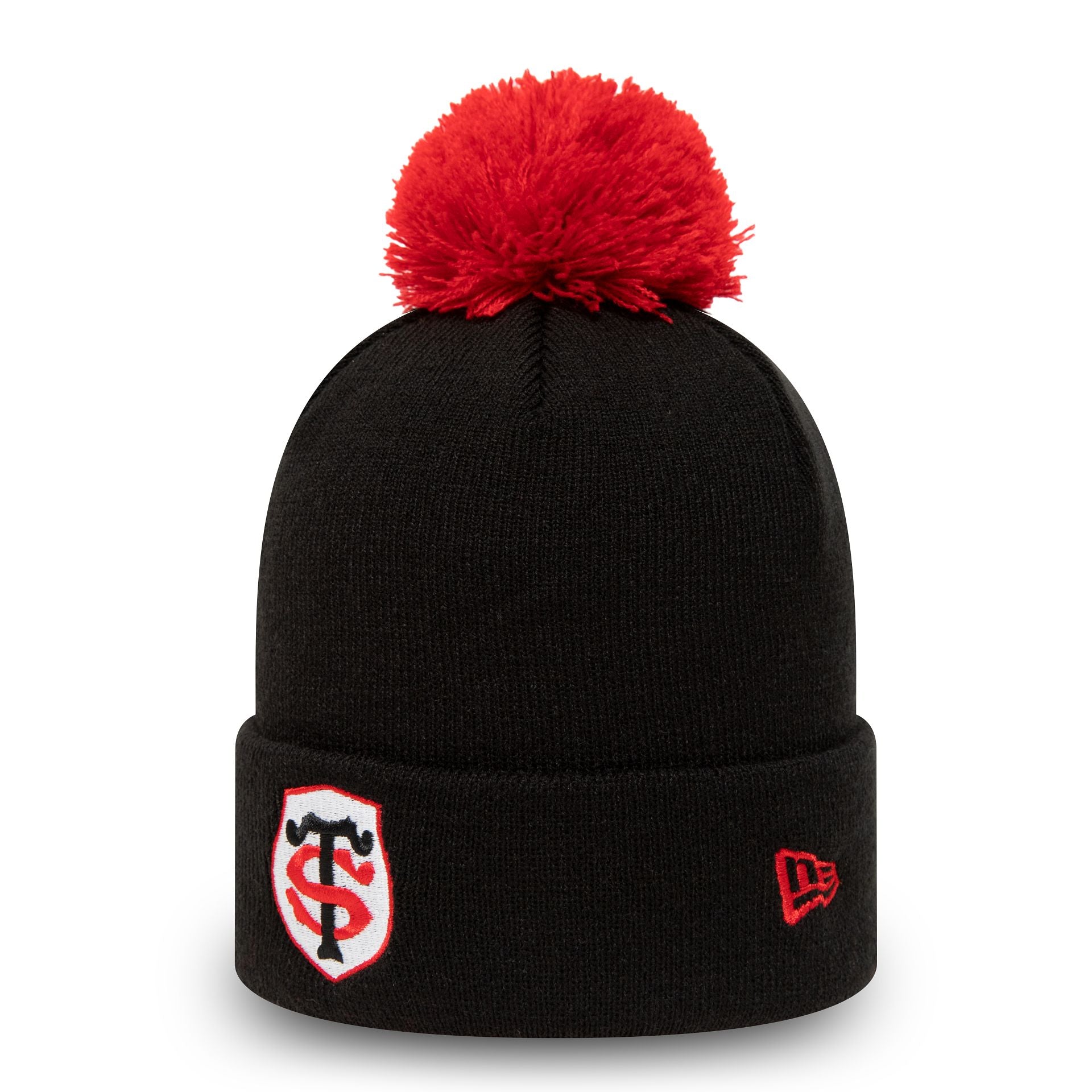 This is a Stade Toulousain Black Bobble Knit Beanie Hat 1