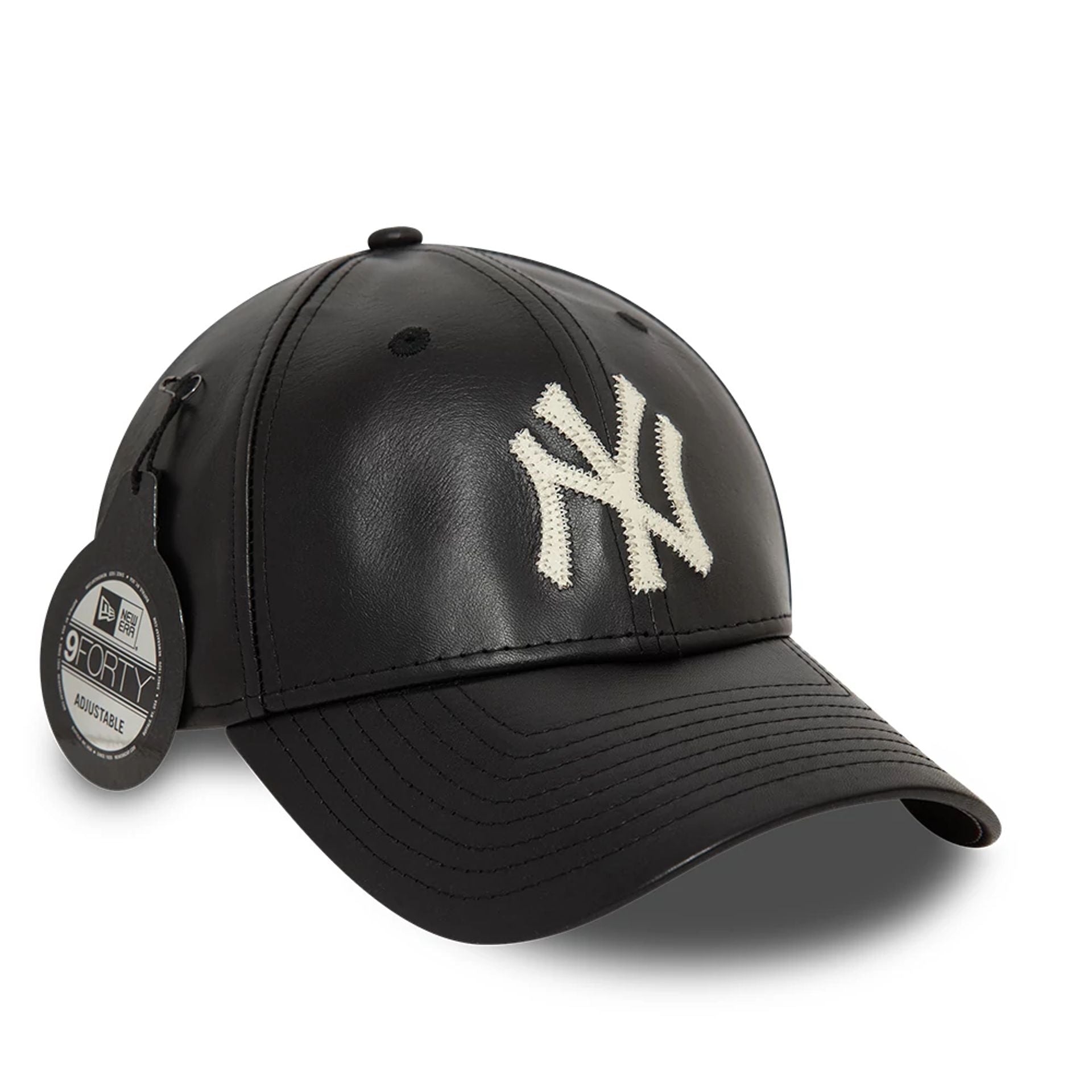 This is a  New York Yankees Leather Black 9FORTY Adjustable Cap 5