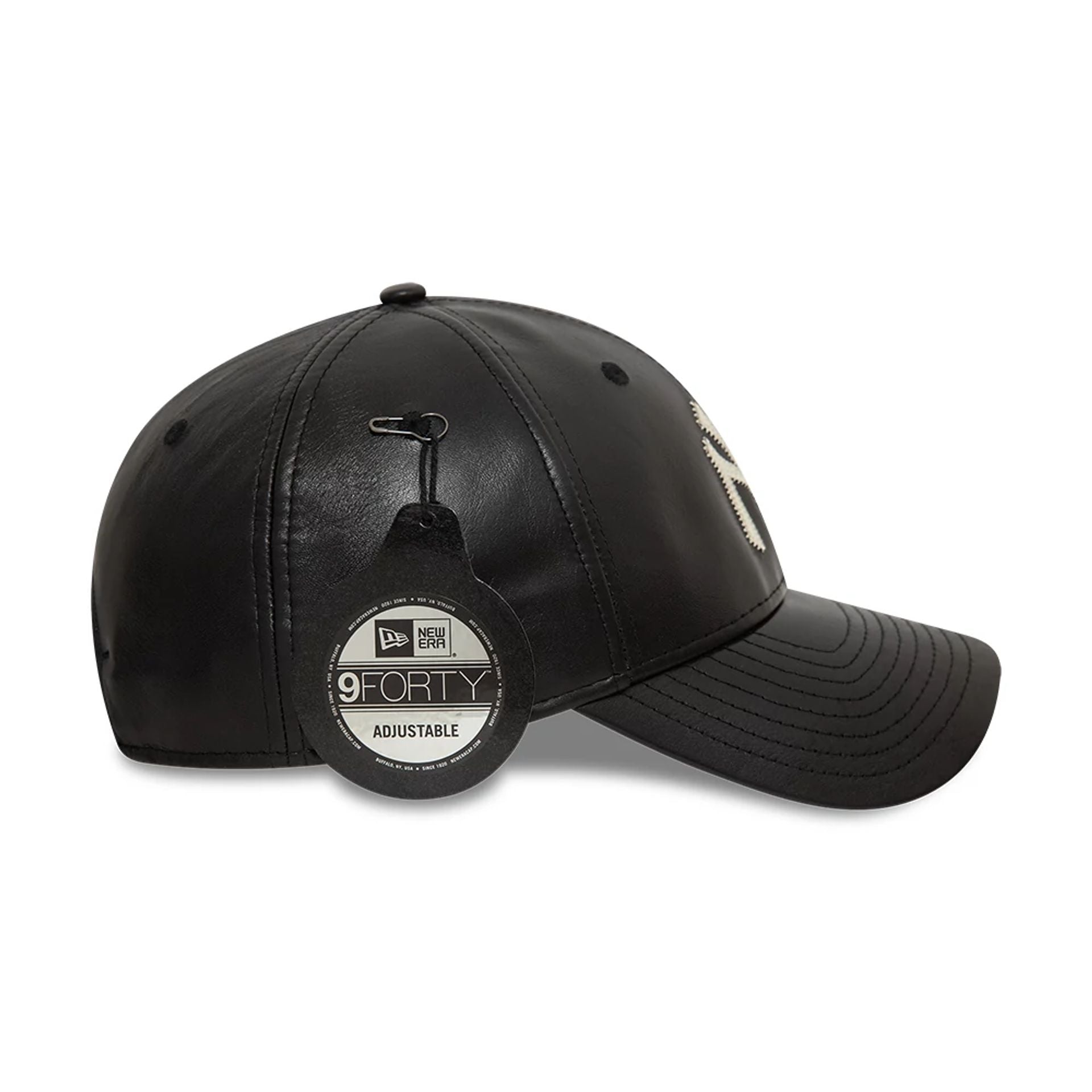 This is a  New York Yankees Leather Black 9FORTY Adjustable Cap 7