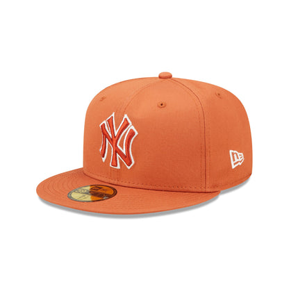 This is a New York Yankees Team Outline Medium Brown 59FIFTY Fitted Cap 3