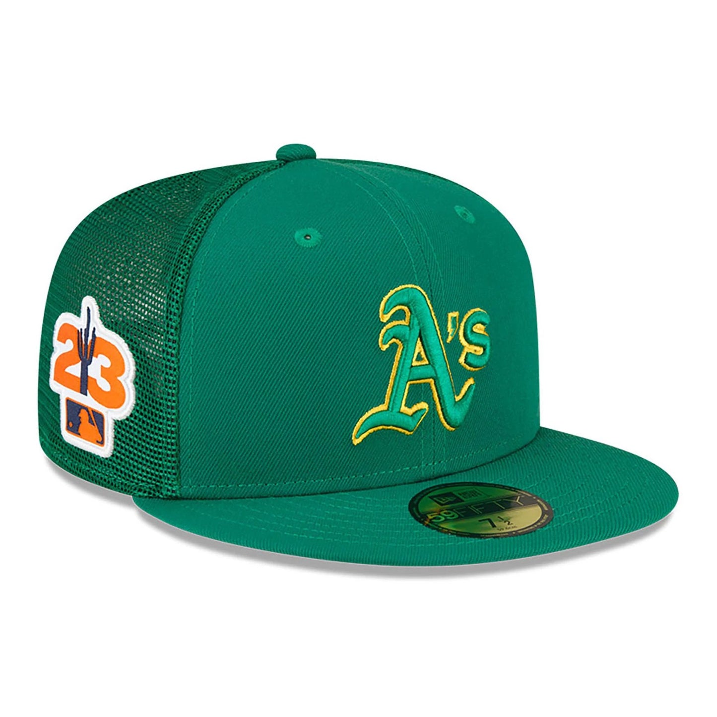 This is a Oakland Athletics MLB Spring Training Green 59FIFTY Fitted Cap 1