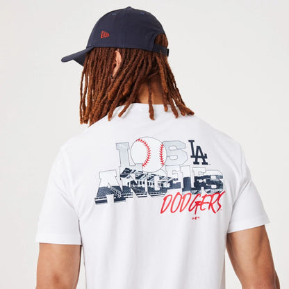 The Male model is wearing LA Dodgers MLB Team Logo Graphic White T-Shirt 4