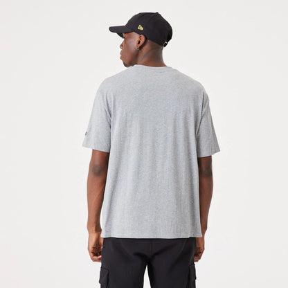 The Male model is wearing New York Yankees MLB Team Wordmark Grey Oversized T-Shirt 6