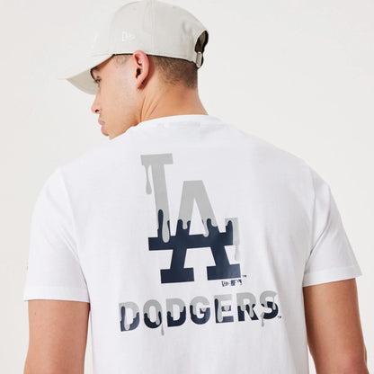 The Male model is wearing LA Dodgers MLB Drip Logo White T-Shirt 3