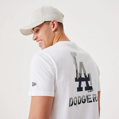 The Male model is wearing LA Dodgers MLB Drip Logo White T-Shirt 4