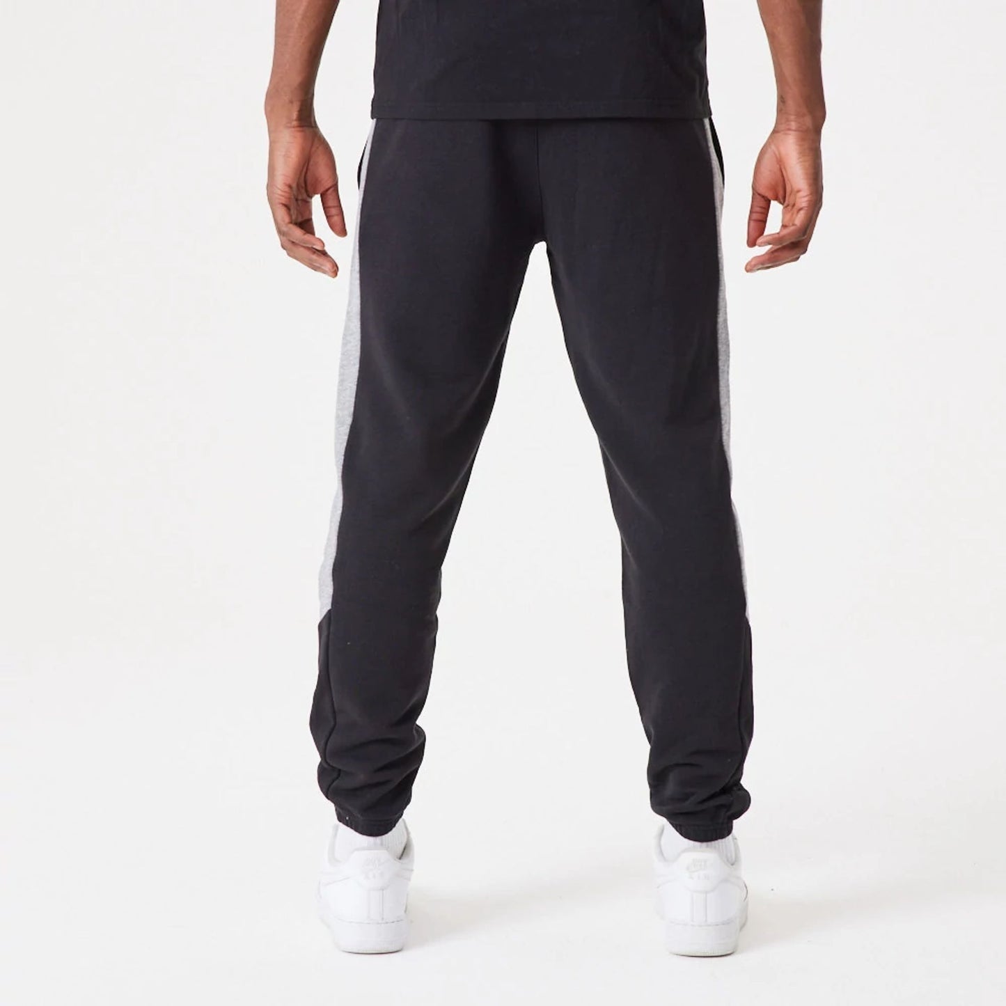 The Male model is wearing NBA Logo Script Black Joggers 6