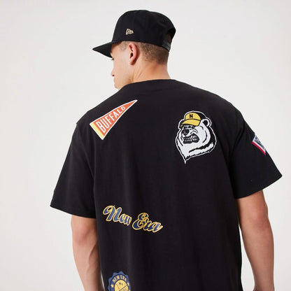 The Male model is wearing New Era Heritage Badge Black Jersey 7