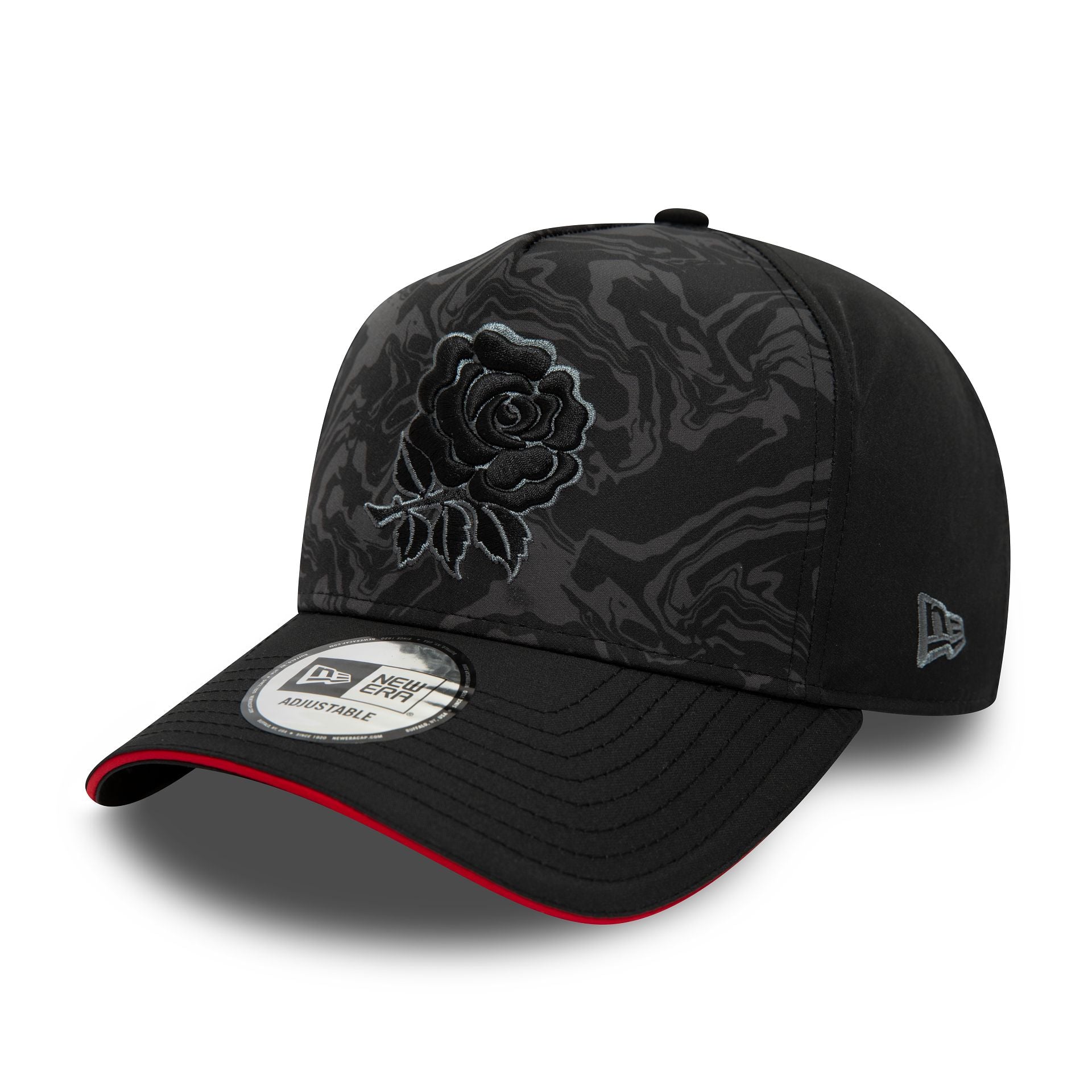 This is a England Rugby All Over Print Black 9FORTY A-Frame Trucker Cap 3