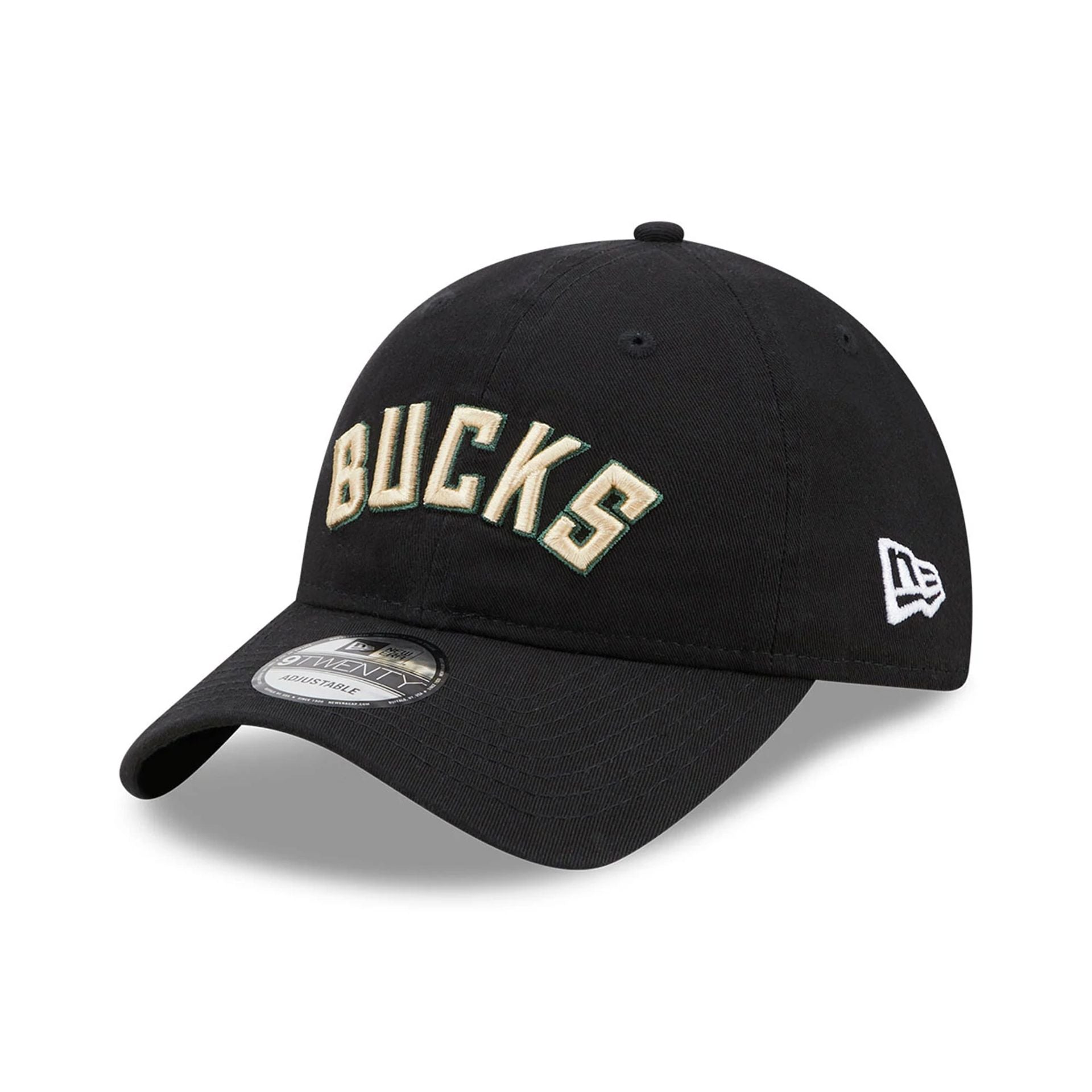 This is a Milwaukee Bucks NBA Statement Black 9TWENTY Adjustable Cap 1