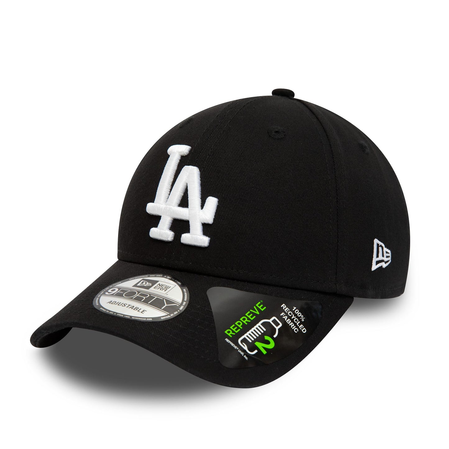 This is a LA Dodgers Repreve League Essential Black 9FORTY Adjustable Cap 1