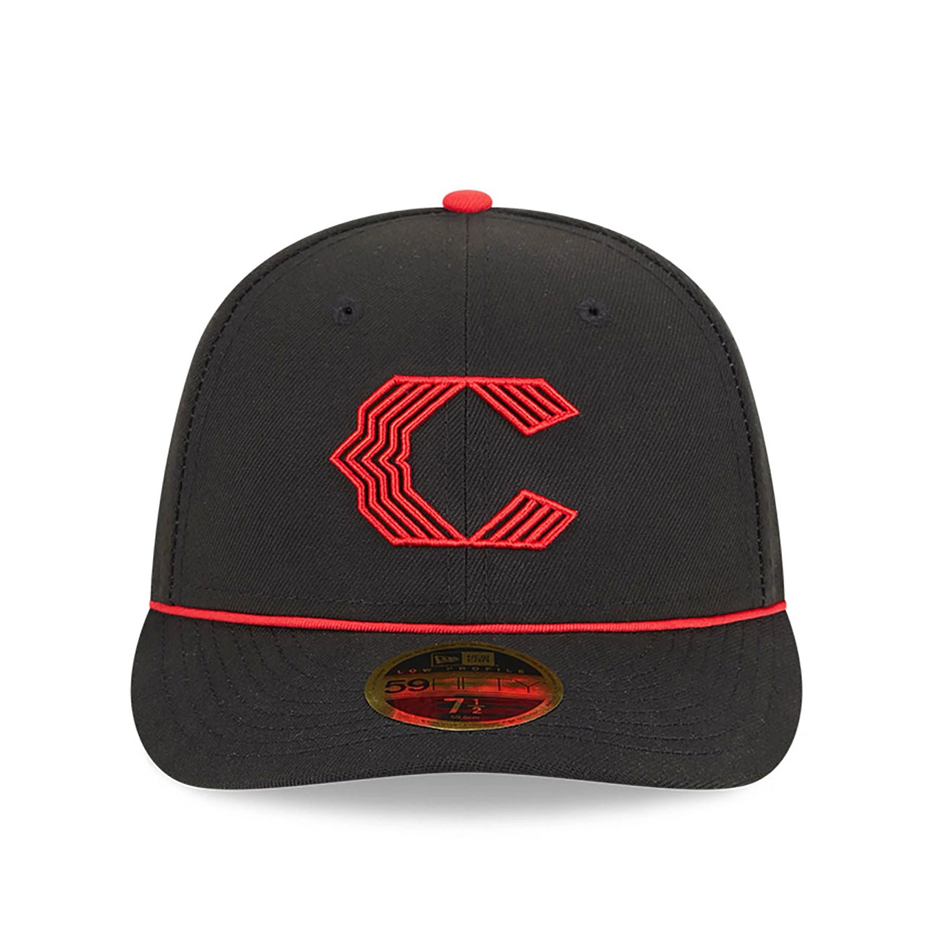 This is a Cincinnati Reds MLB City Connect 2024 Black Low Profile 59FIFTY Fitted Cap 3