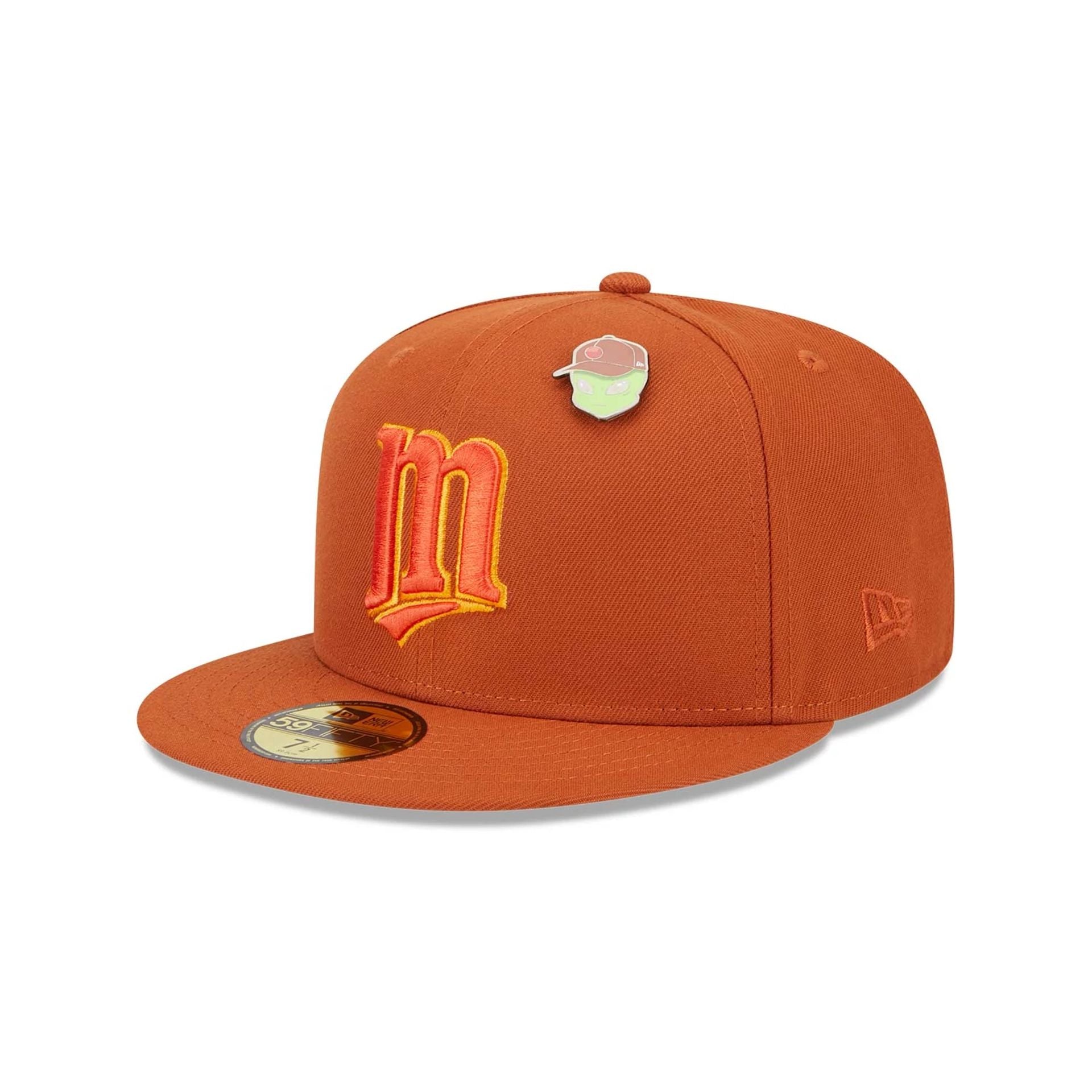 This is a Minnesota Twins Outer Space Orange 59FIFTY Fitted Cap 1