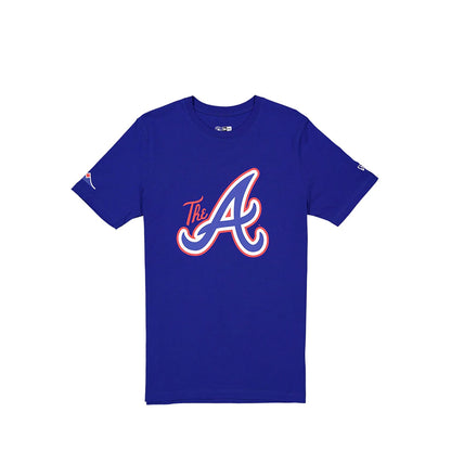 The Male model is wearing Atlanta Braves MLB City Connect Blue T-Shirt 1