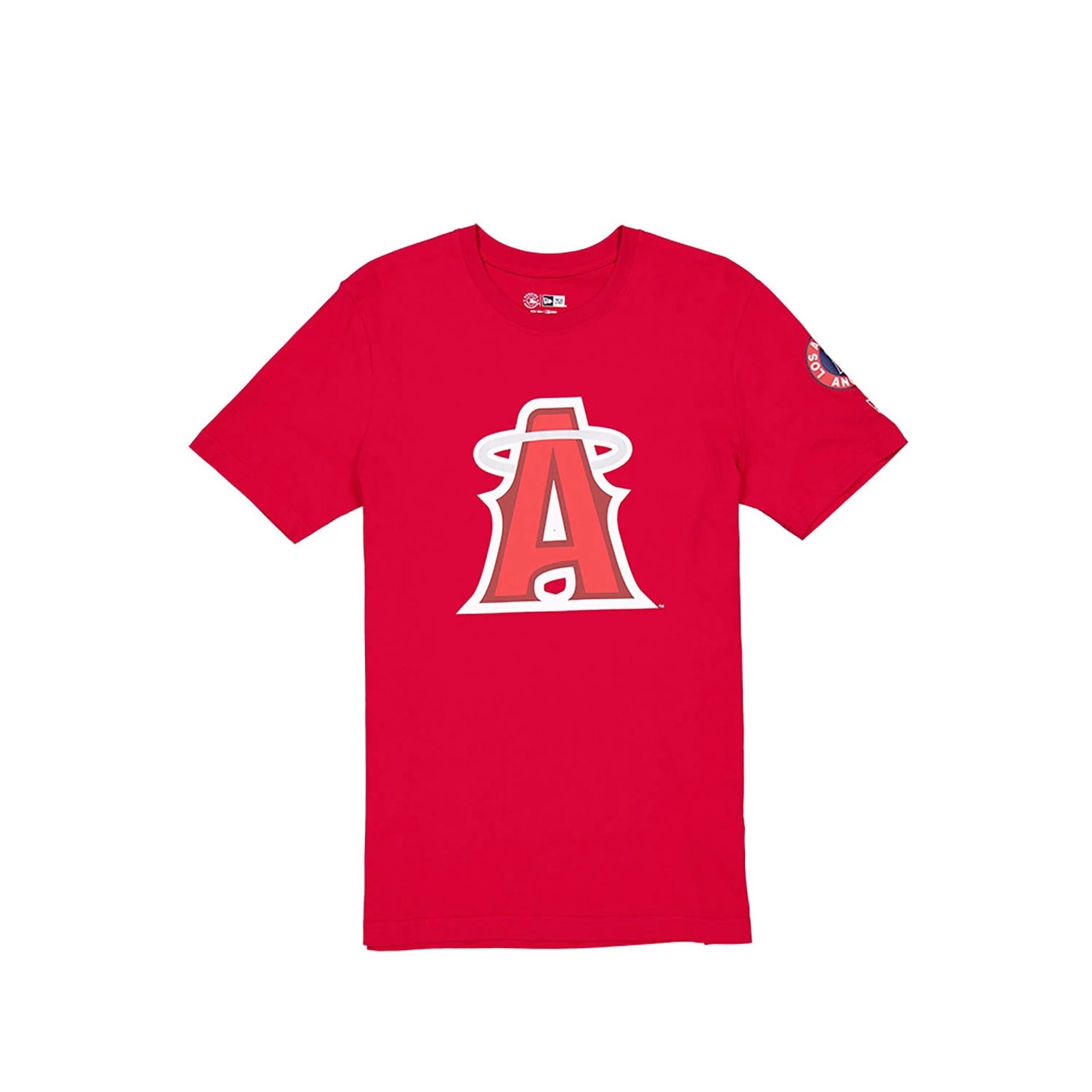 The Male model is wearing LA Angels MLB City Connect Red T-Shirt 1