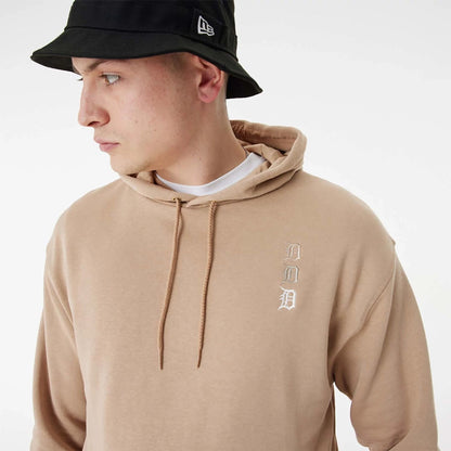 The Male model is wearing Detroit Tigers MLB Stacked Logo Brown Pull Over Hoodie 4