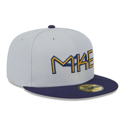 This is a Milwaukee Brewers Metallic City Grey 59FIFTY Fitted Cap 4