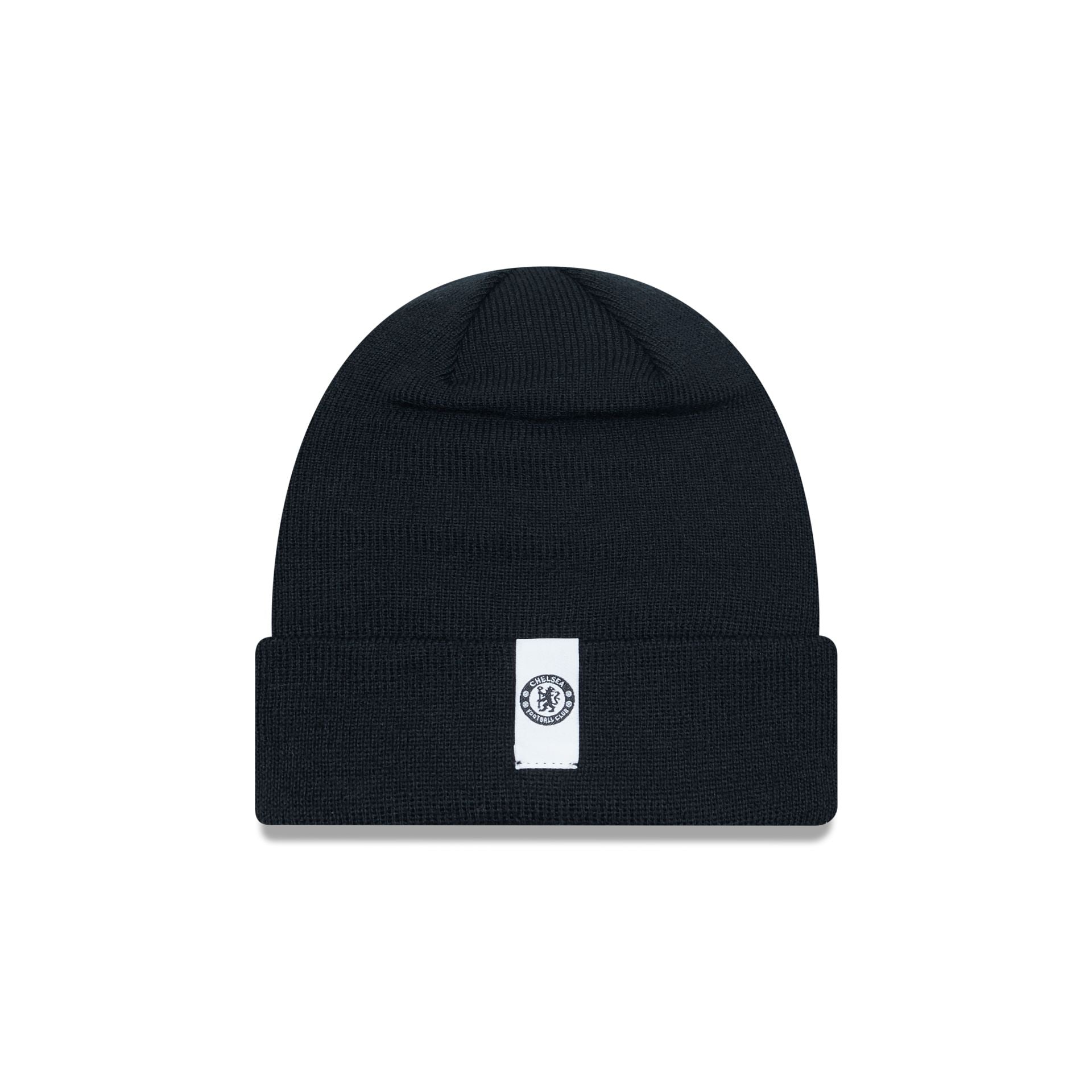 This is a Chelsea FC Lion Crest Polylana® Black Cuff Knit Beanie Hat 1