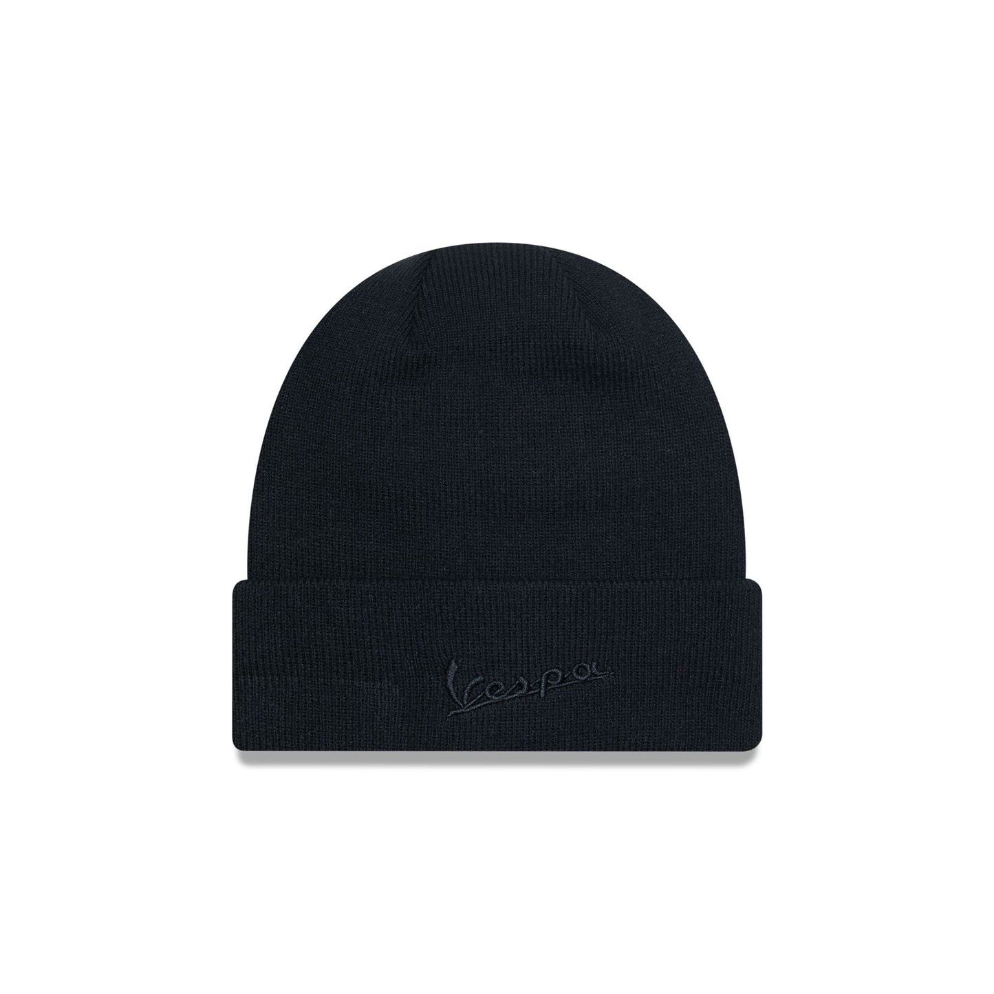 This is a Vespa Black Cuff Knit Beanie Hat 1