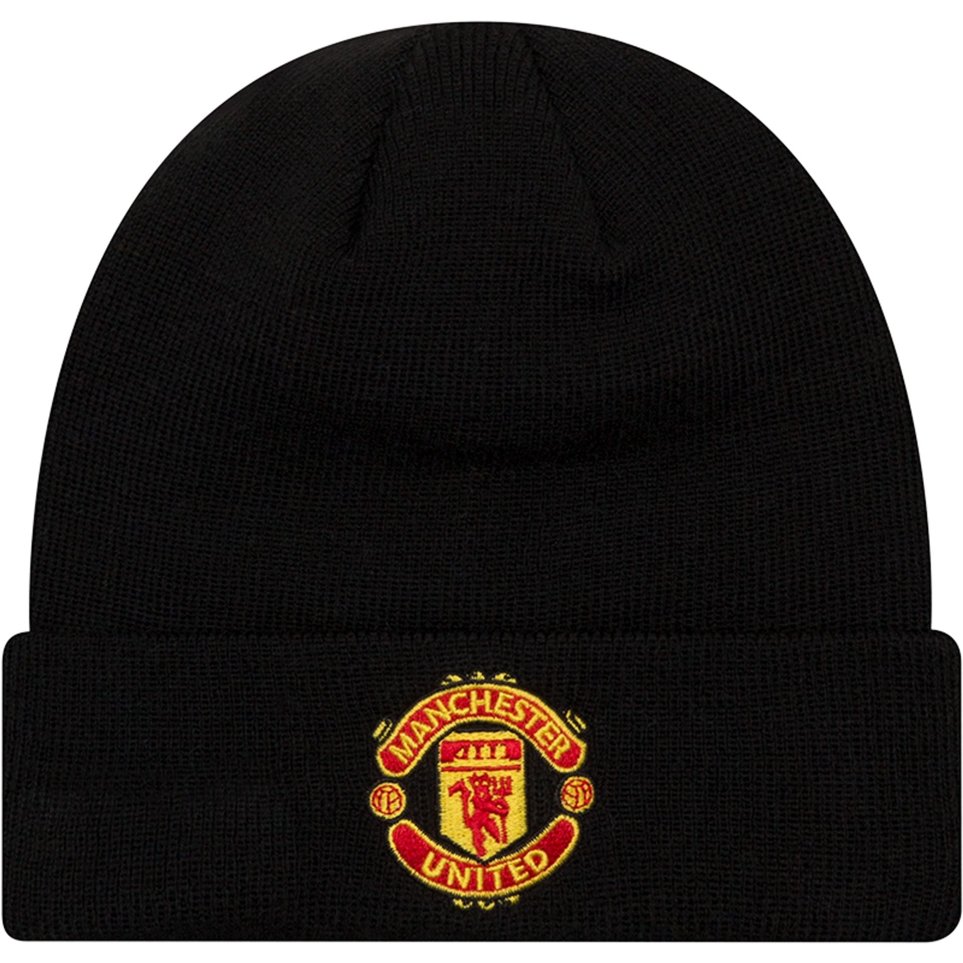 This is a Manchester United FC Youth Black Cuff Knit Beanie Hat 1