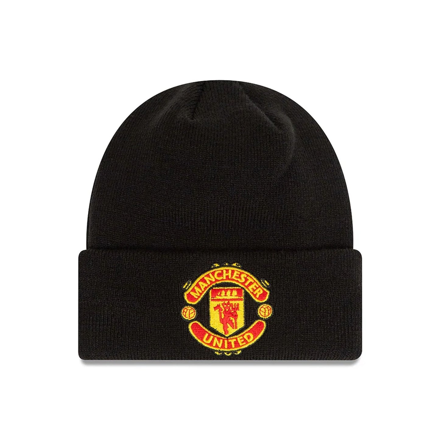 This is a Manchester United FC Youth Black Cuff Knit Beanie Hat 1