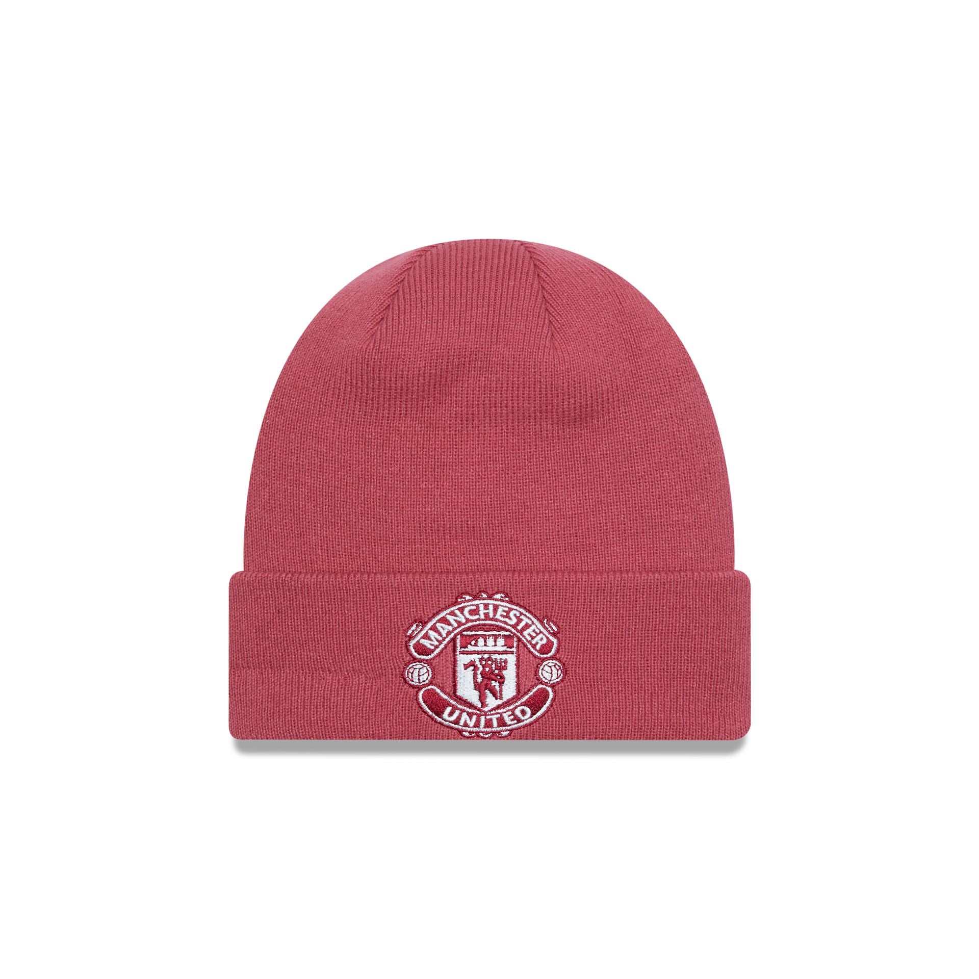 This is a Manchester United FC Pink Cuff Knit Beanie Hat 2