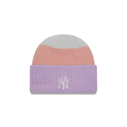 This is a New York Yankees Stripe Purple Womens Cuff Knit Beanie Hat 3