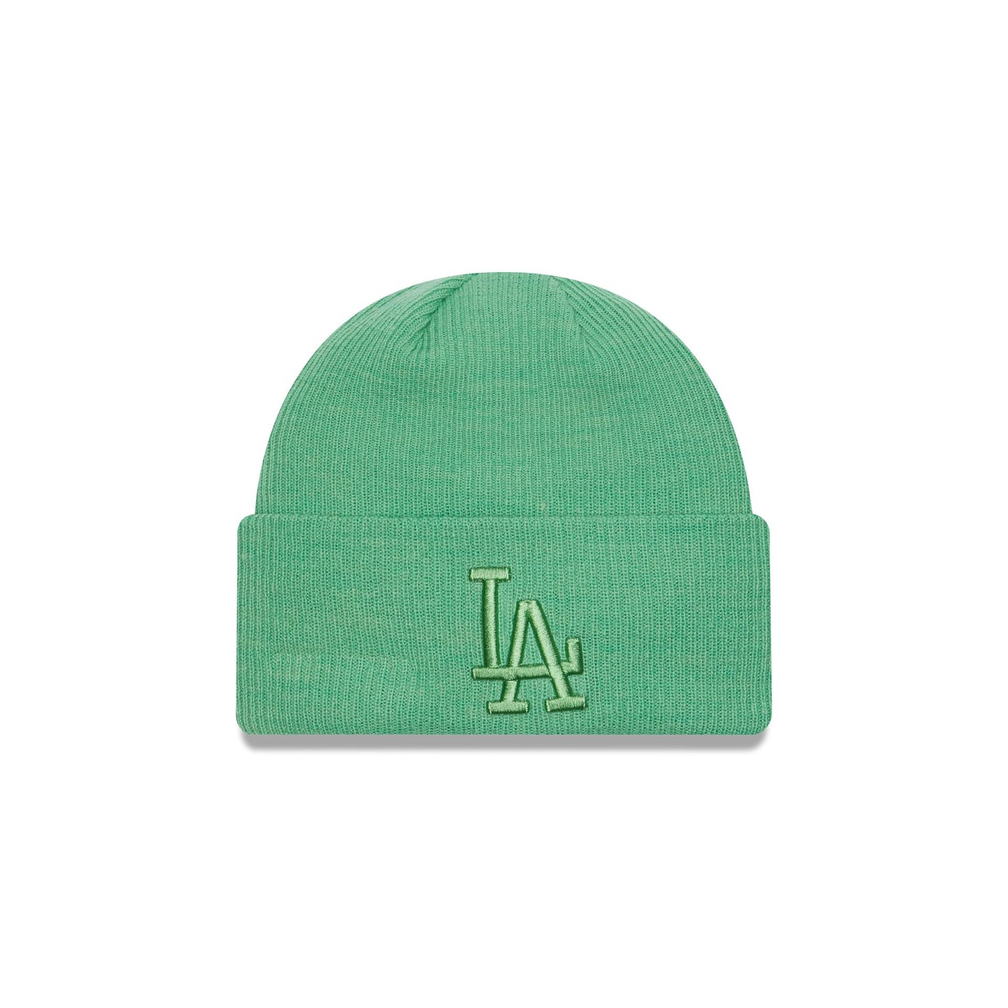 This is a LA Dodgers Wide Rib Green Womens Cuff Knit Beanie Hat 1