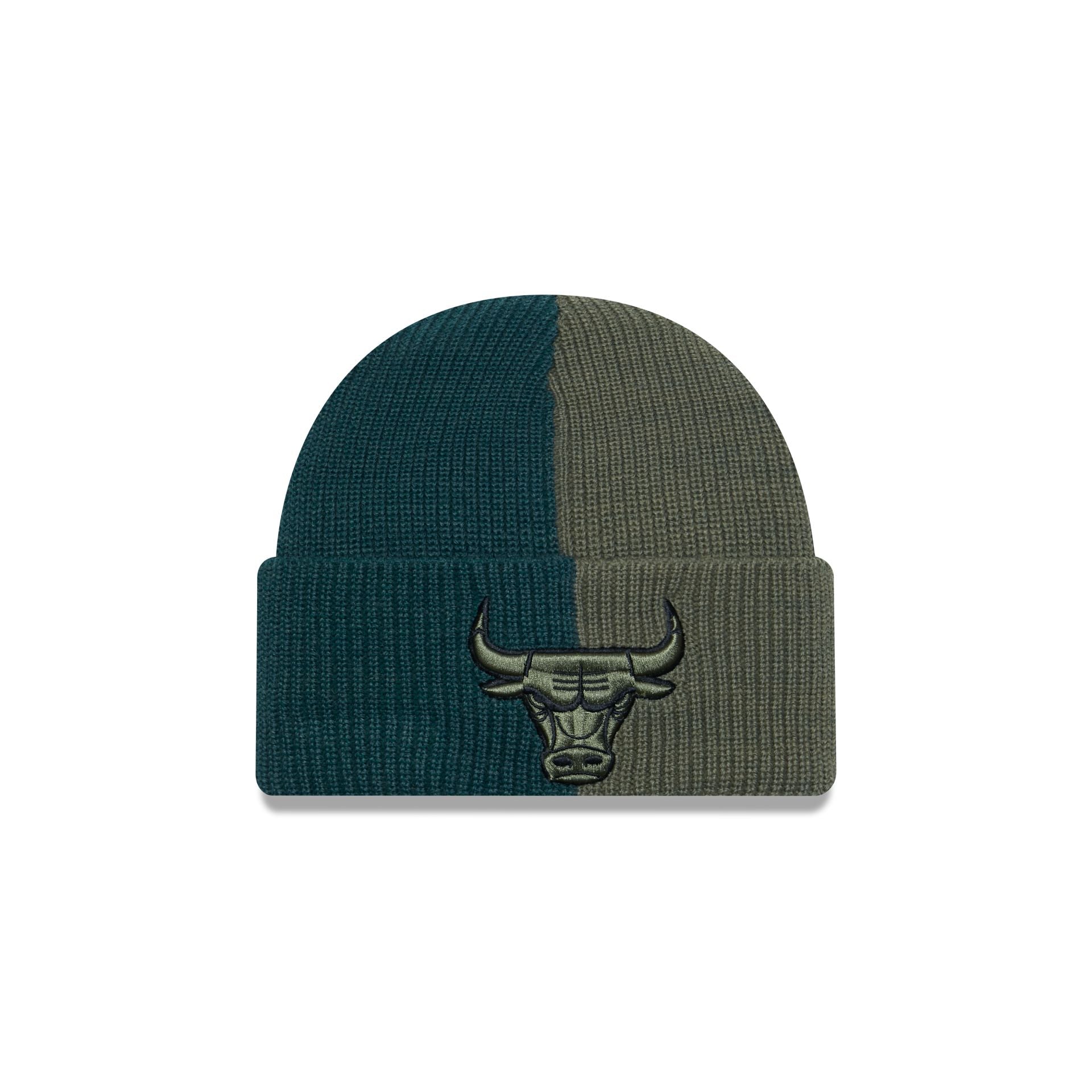 This is a Chicago Bulls Two Tone Green Cuff Knit Beanie Hat 3