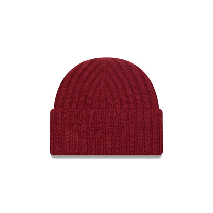 This is a New Era Short Rib Dark Red Cuff Knit Beanie Hat 1