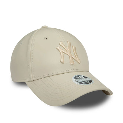 This is a New York Yankees Faux Leather Womens Light Beige 9FORTY Adjustable Cap 3