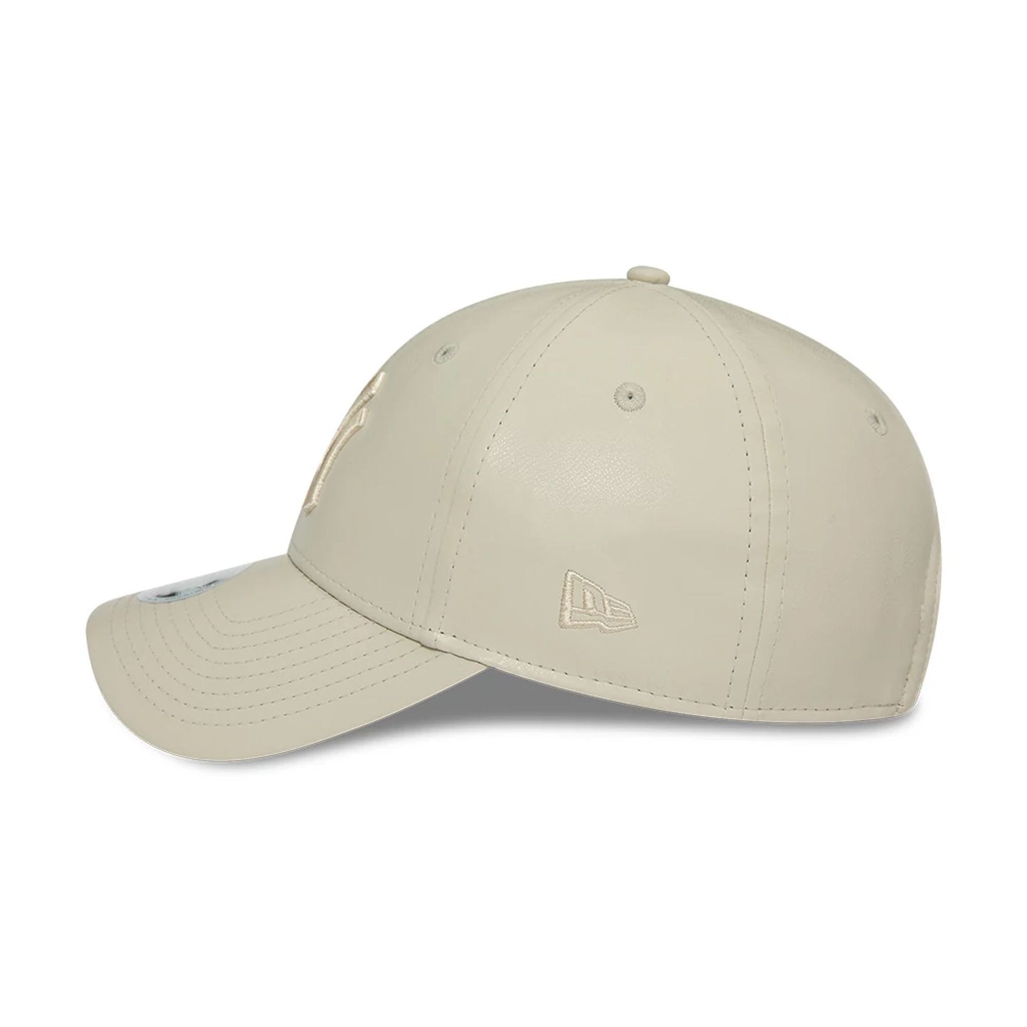 This is a New York Yankees Faux Leather Womens Light Beige 9FORTY Adjustable Cap 6