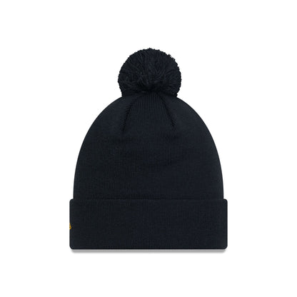 This is a New York Yankees Infill Black Bobble Knit Beanie Hat 2