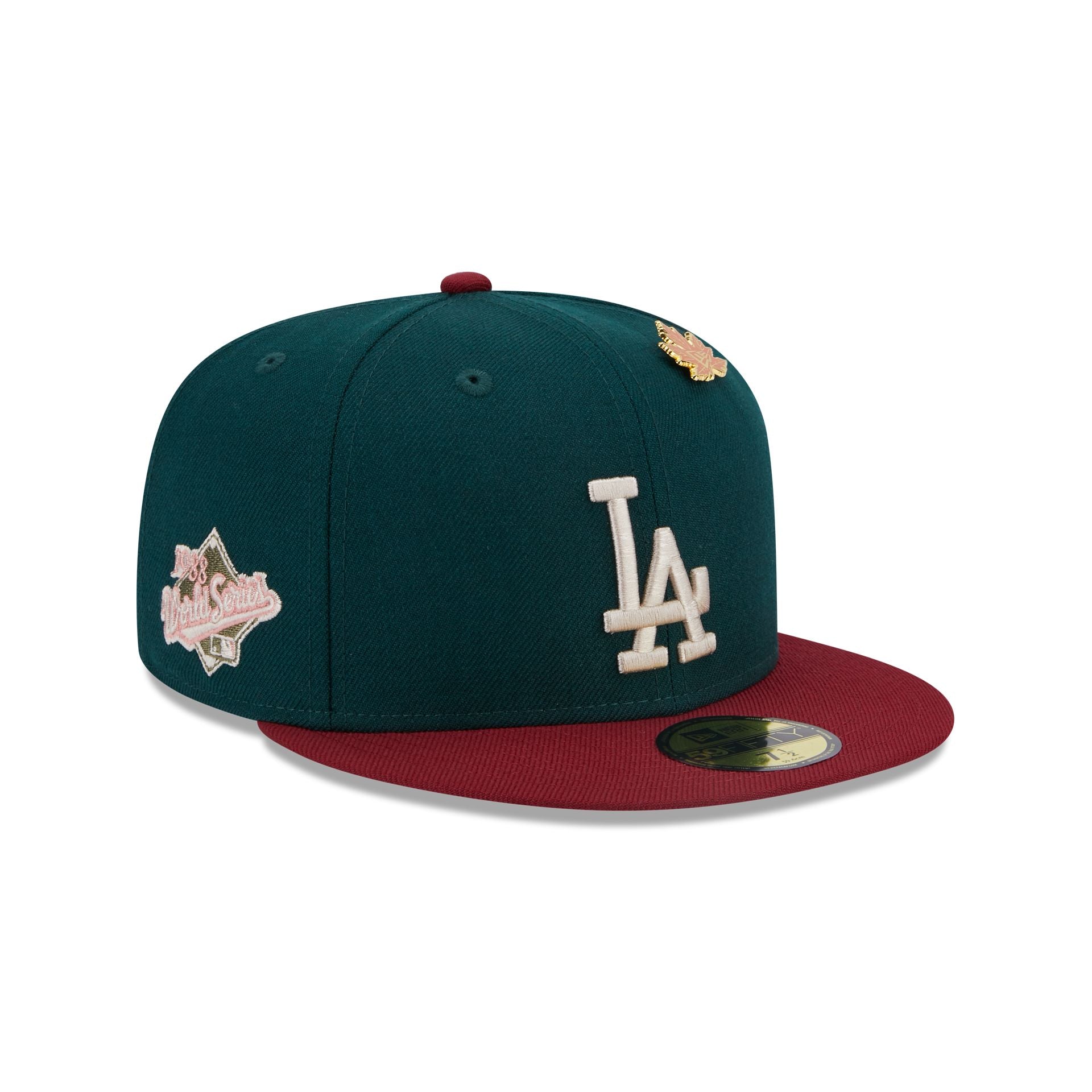 This is a LA Dodgers MLB Contrast World Series Dark Green 59FIFTY Fitted Cap 1