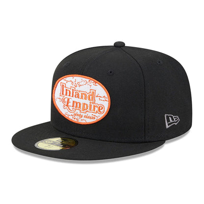 This is a Inland Empire 66Ers MiLB Theme Night Black 59FIFTY Fitted cap 1