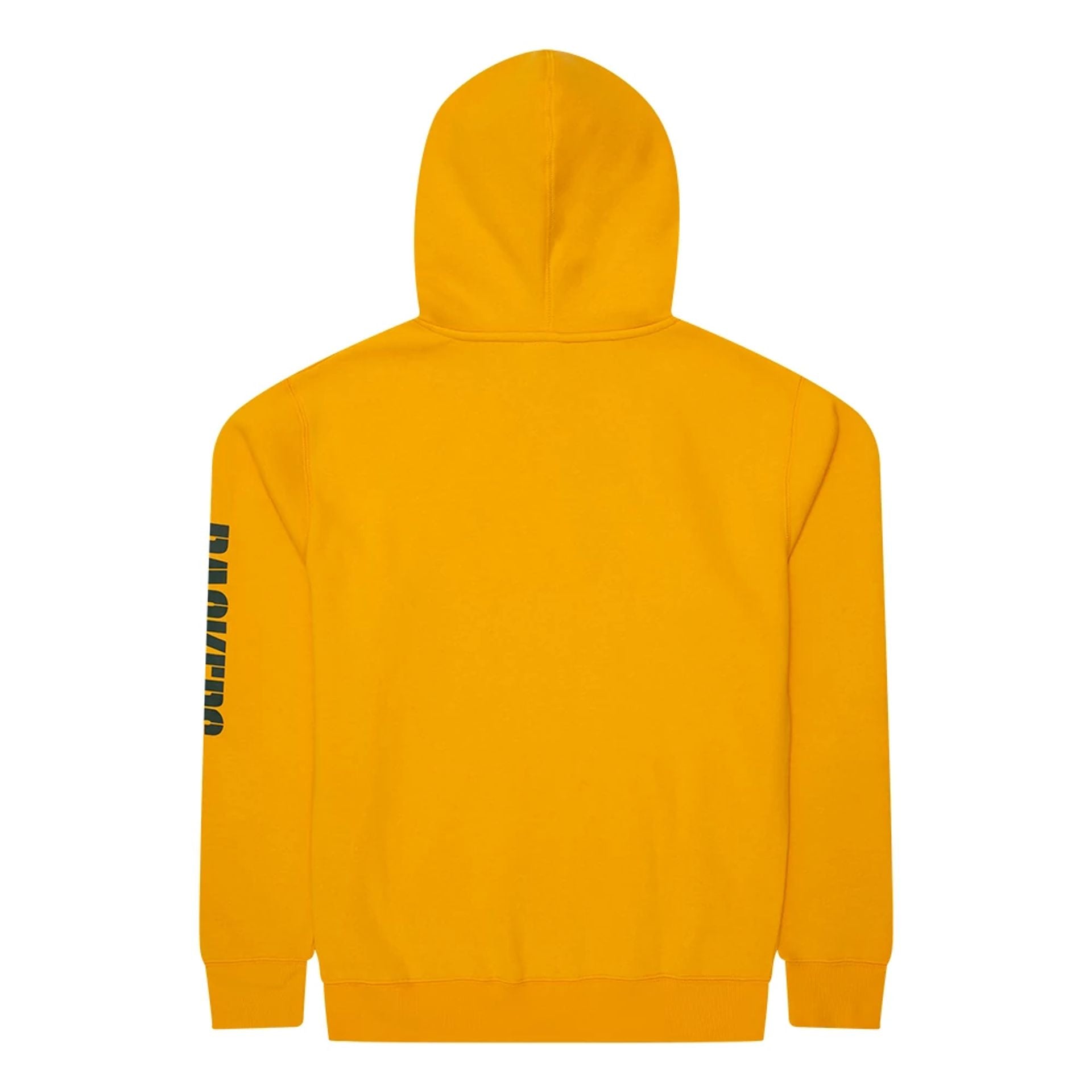 The Male model is wearing Green Bay Packers NFL Sideline 2023 Third Down Yellow Oversized Pullover Hoodie 2