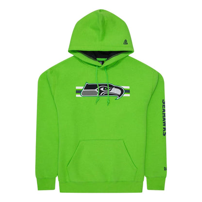 The Male model is wearing Seattle Seahawks NFL Sideline 2023 Third Down Green Oversized Pullover Hoodie 1