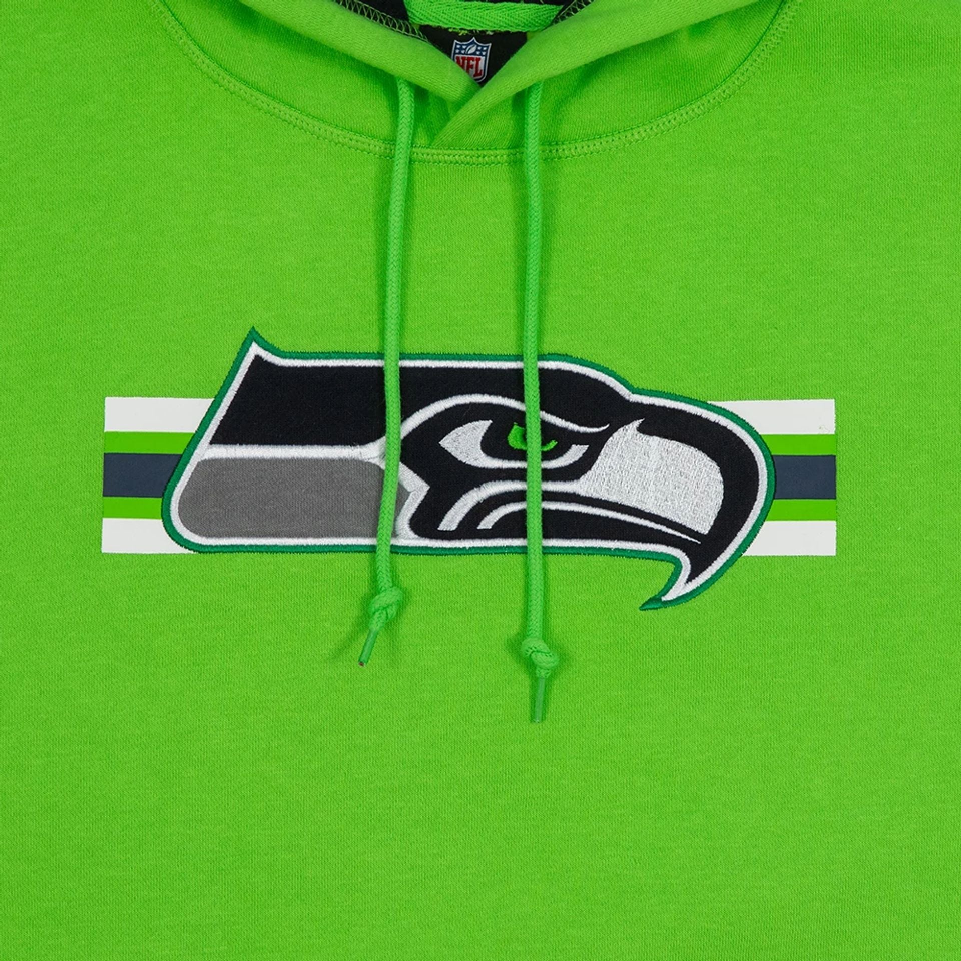 The Male model is wearing Seattle Seahawks NFL Sideline 2023 Third Down Green Oversized Pullover Hoodie 3