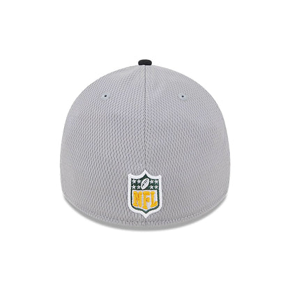 This is a Green Bay Packers NFL Sideline 2023 Grey 39THIRTY Stretch Fit Cap 6