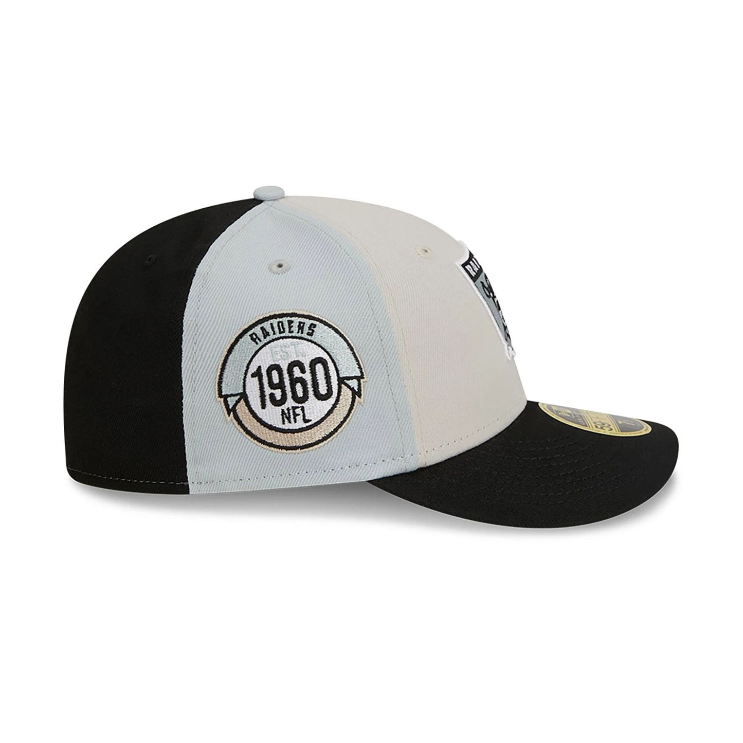 This is a Las Vegas Raiders NFL Sideline 2023 Black 59FIFTY Low Profile Cap 6