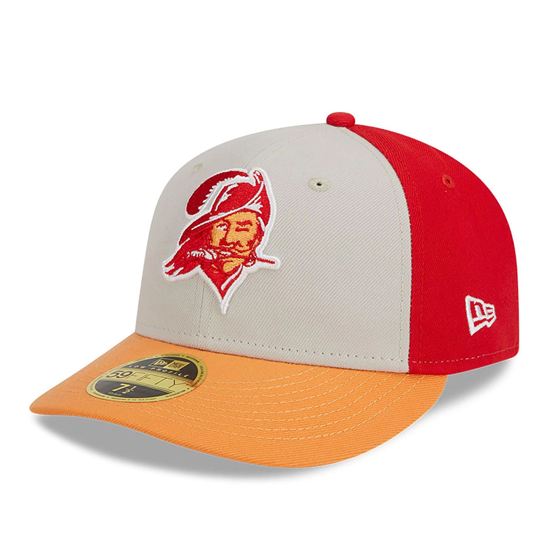 This is a Tampa Bay Buccaneers NFL Sideline 2023 Orange 59FIFTY Low Profile Cap 1