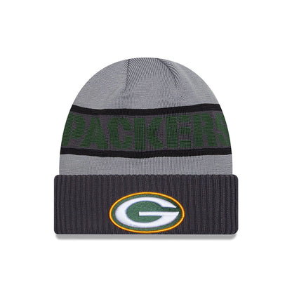 This is a Green Bay Packers NFL Sideline 2023 Grey Cuff Knit Beanie Hat 2