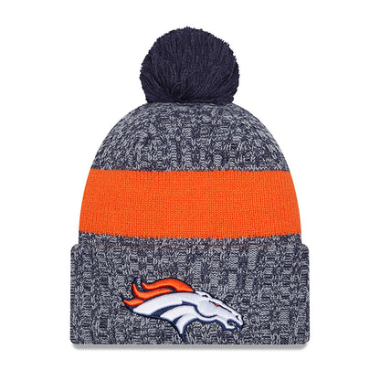 This is a Denver Broncos NFL Sideline 2023 Navy Bobble Knit Hat 2