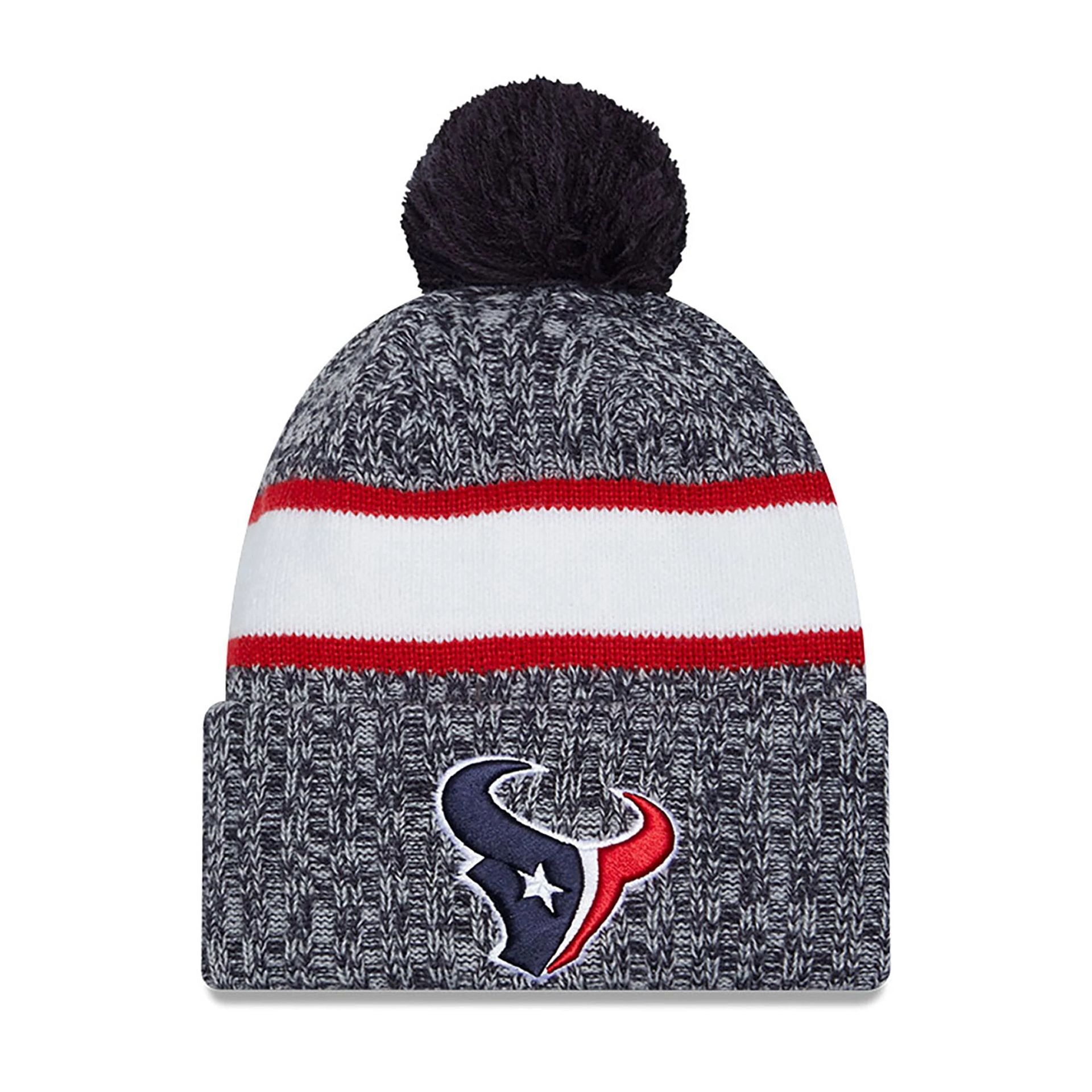 This is a Houston Texans NFL Sideline 2023 Navy Bobble Knit Hat 2