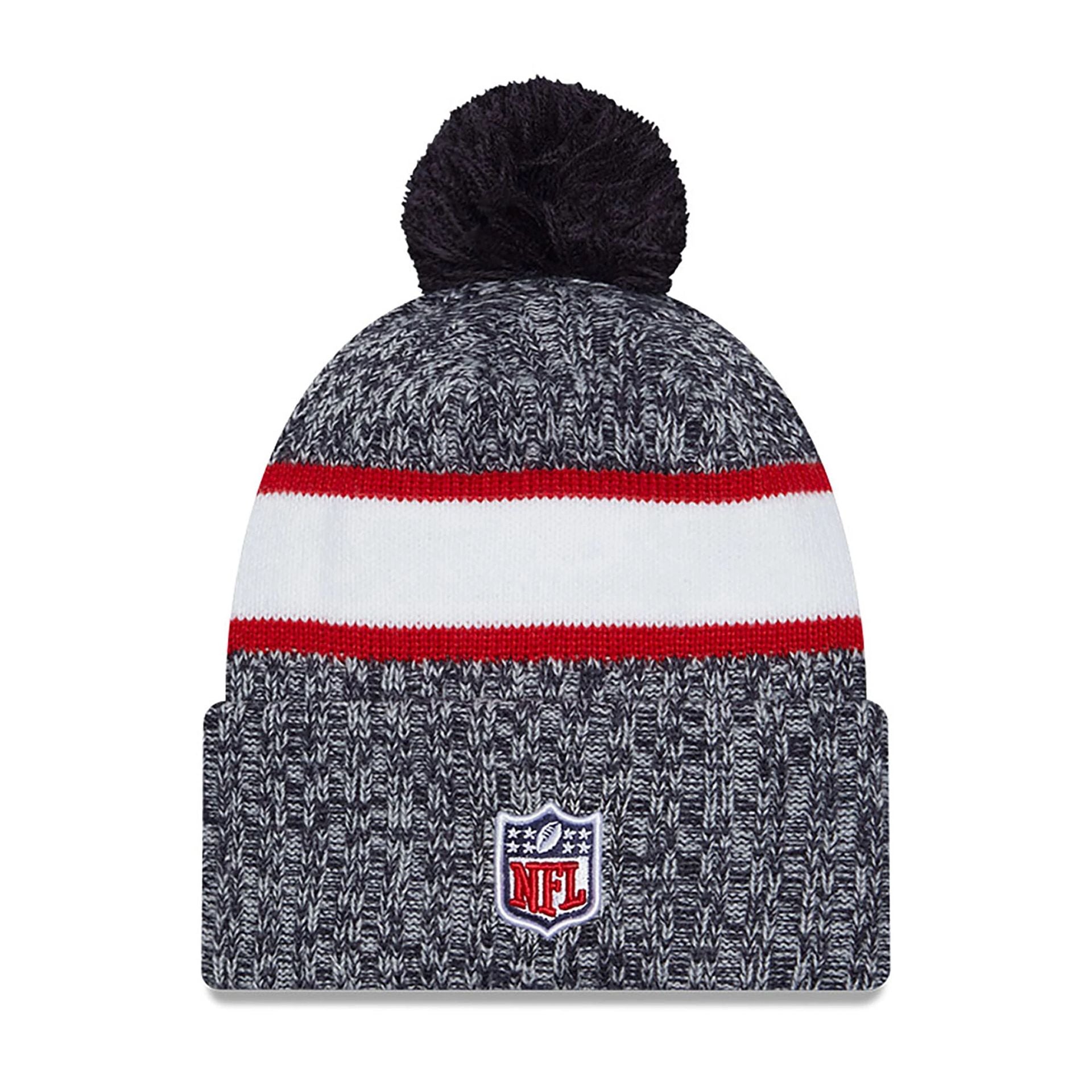 This is a Houston Texans NFL Sideline 2023 Navy Bobble Knit Hat 1