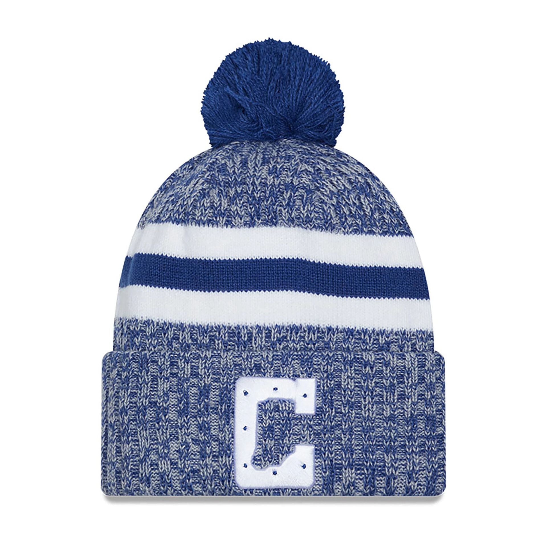 This is a Indianapolis Colts NFL Sideline 2023 Blue Bobble Knit Hat 2